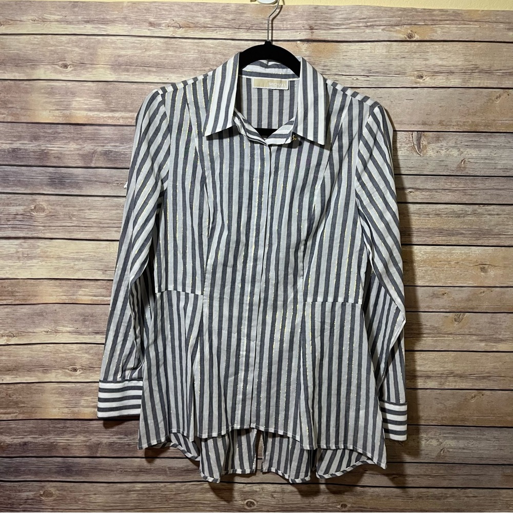 MICHAEL KORS Striped tapered Collared Shirt E 1